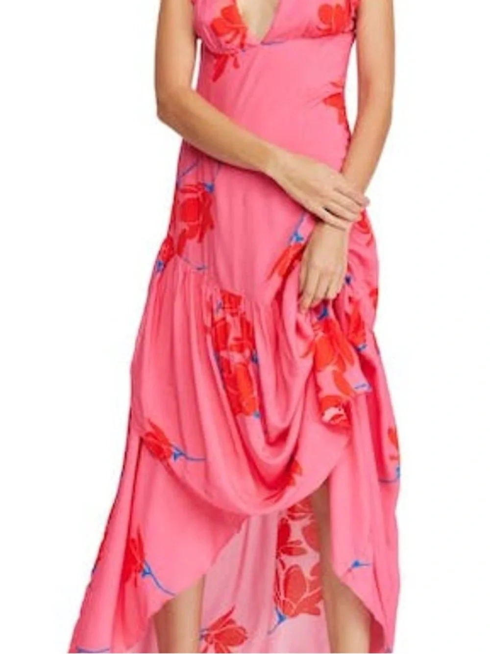 Free People She's A Waterfall Maxi Dress Bias Cut Feminine Romantic tropical 6